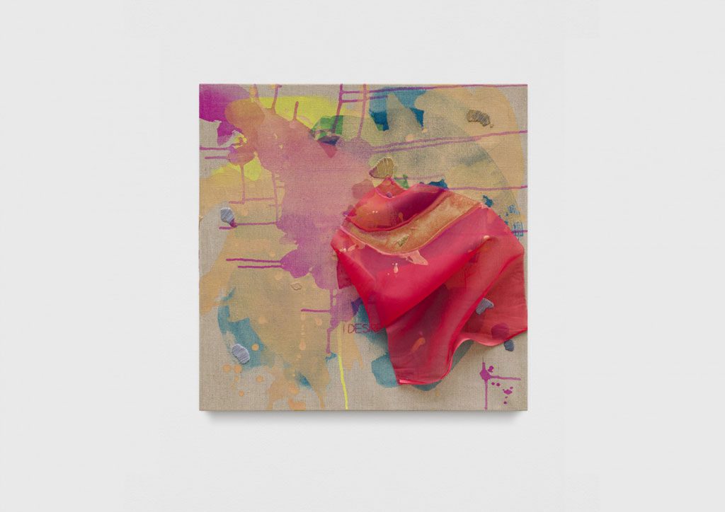 Jessica Rankin, I Desire To Enter, 2018, Linen with embroidery and paint, 60,3 x 61 x 10,2 cm, © Jessica Rankin, Courtesy the artist and Carlier|Gebauer Gallery