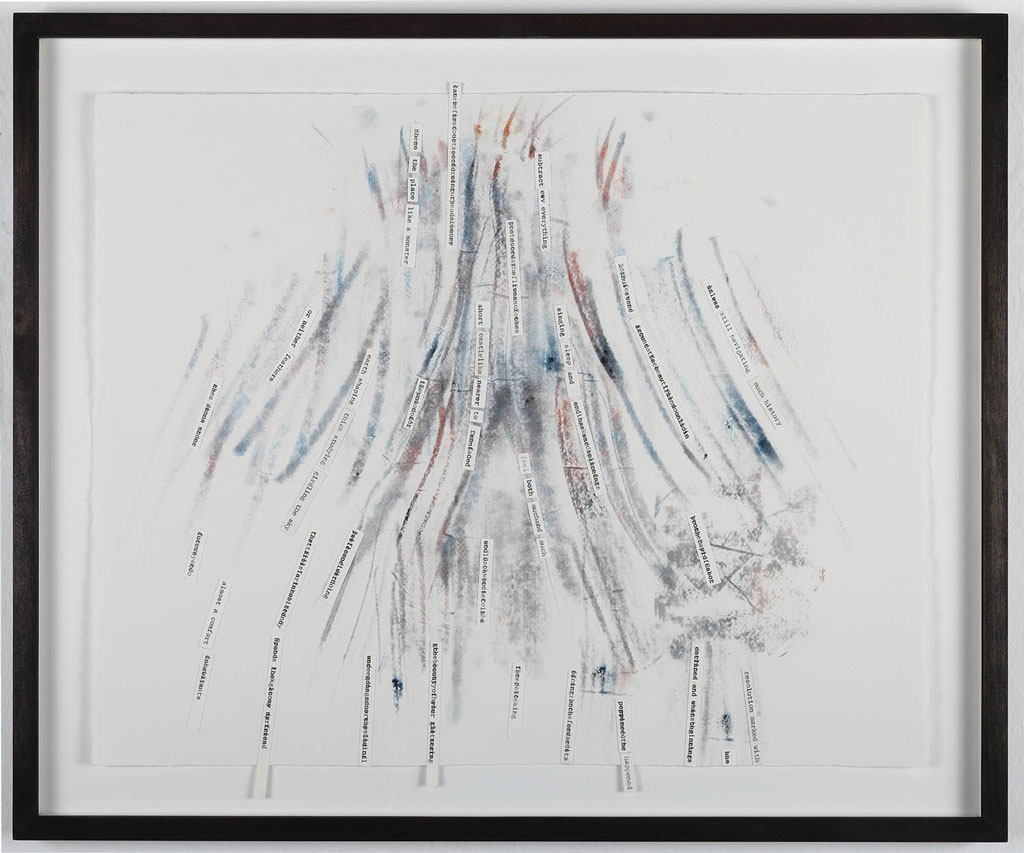Julie Mehretu and Jessica Rankin, Janus Suite VIII, 2016, Ink, acrylic and collage on canvas, 41,28 x 51,44 cm, © Julie Mehretu and Jessica Rankin, Courtesy the artists and Carlier|Gebauer Gallery