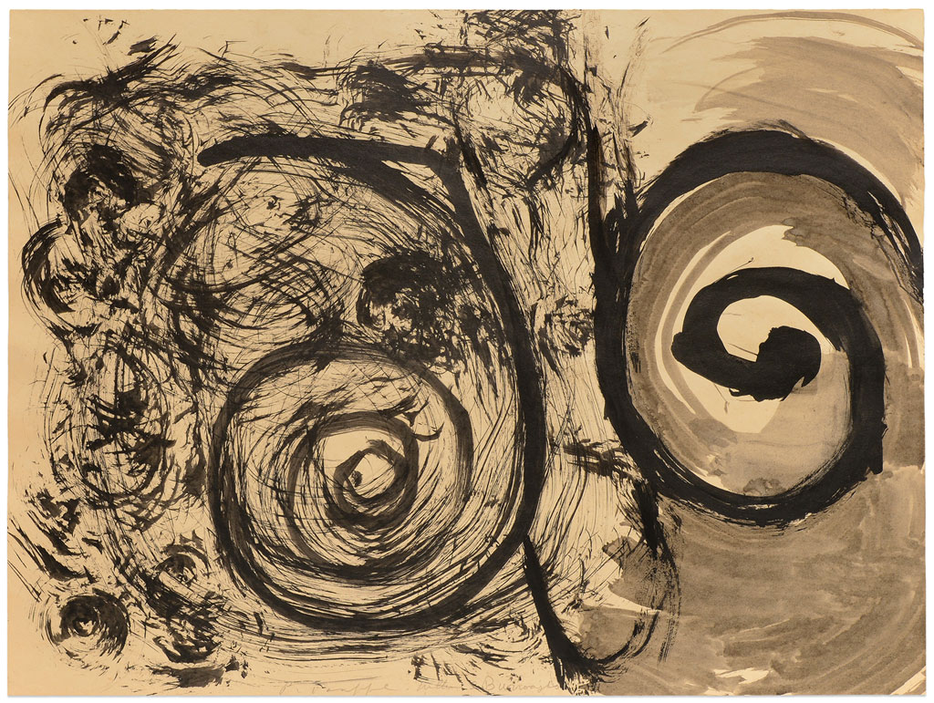William S. Burroughs & Philip Taaffe, Asymmetrical Spirals, 1987 Ink on paper, 46 x 60 cm Courtesy Semiose, Paris Photo: A. Mole