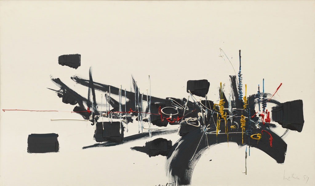 Georges Mathieu, Untitled, 1959, Oil on canvas, 96.5 x 161.3 cm, Solomon R. Guggenheim Museum, New York, Gift, Mr. and Mrs. Samuel A. Seaver 79.2628, © 2019 Artists Rights Society (ARS), New York / ADAGP, Paris
