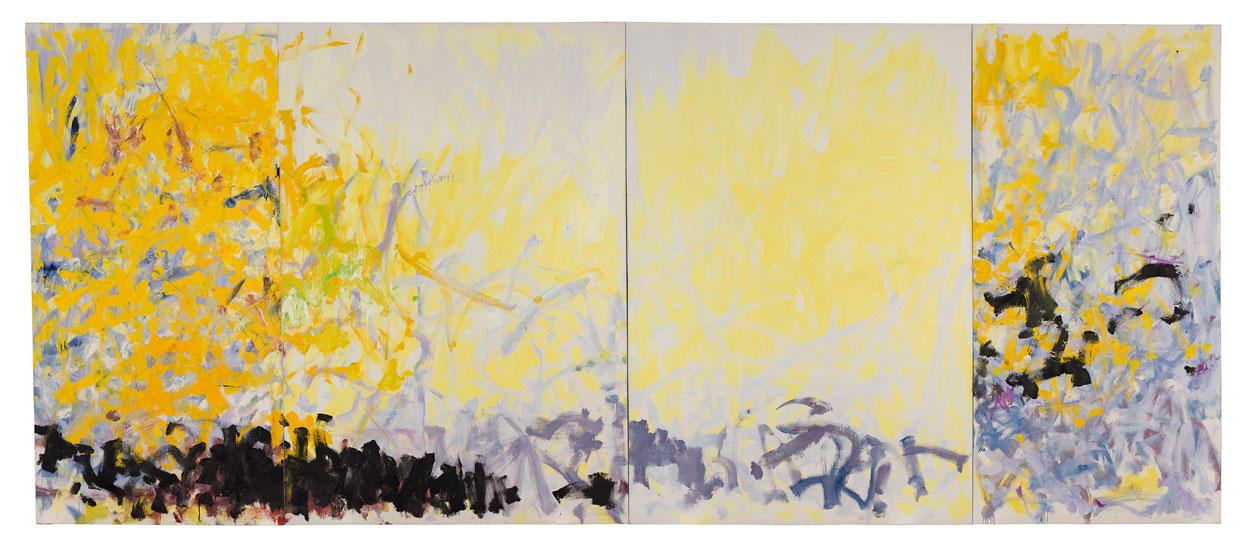 Joan Mitchell, Minnesota, 1980, Oil on canvas in four (4) parts, 260.4 x 620.4 cm, © Estate of Joan Mitchell, Collection of the Joan Mitchell Foundation, New York, Courtesy David Zwirner