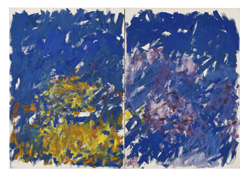 Joan Mitchell, Row Row, 1982, Oil on canvas in two (2) parts, 280 x 401 cm, © Estate of Joan Mitchell, Collection of the Joan Mitchell Foundation, New York, Courtesy David Zwirner