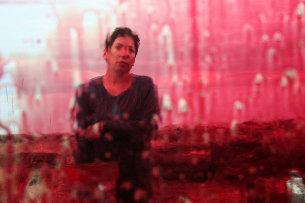 Rebecca Belmore, Fountain (Video Still), 2005, Single-channel video with sound projected on falling water, duration: 2 min 25 sec, Overall dimension variable, Collection of the Art Gallery of Ontario, 2018, © Rebecca Belmore, Photo: José Ramón González/Morris and Helen Belkin Art Gallery