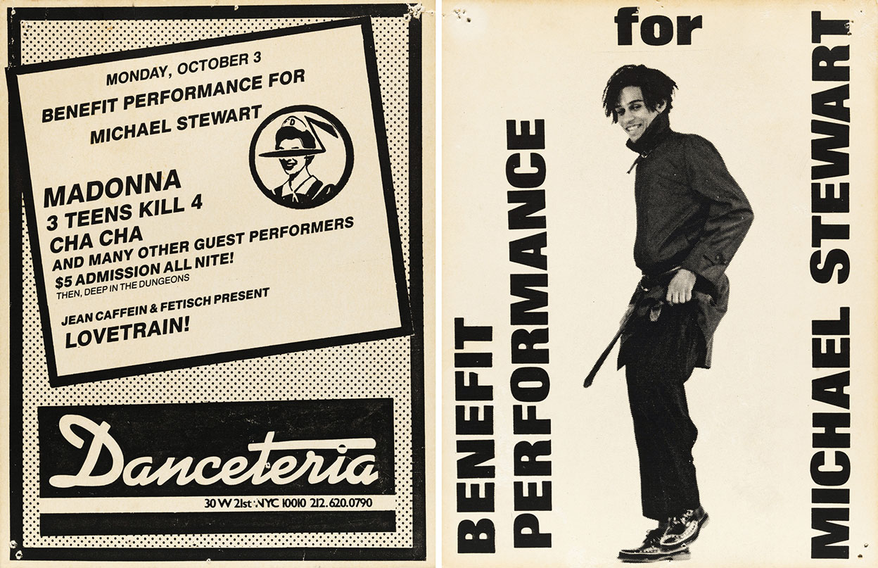 Left & Right: Card for benefit at Danceteria, October 3, 1983, 19.4 x 14 cm, Collection of Franck Goldberg, Photo: Allison Chipak, © The Solomon R. Guggenheim Foundation