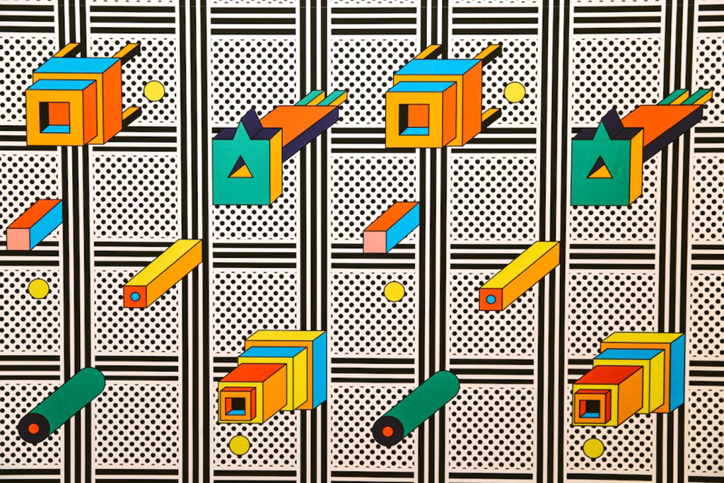 Nathalia Du Pasquier, Untitled (Detail), 1984-2019, Site-specific wallpaper, Courtesy the artist, Photo: Meg Elkinton, © Nathalia Du Pasquier