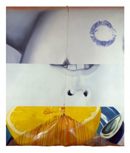 James Rosenquist, Morning Sun, 1963, Oil on canvas and plastic, with twine, bamboo and metal fishhook, 198.1 x 167.6 cm, Private Collection, Artwork © 2019 Estate of James Rosenquist /Licensed by VAGA at Artists Rights Society (ARS), NY. Used by permission. All rights reserved