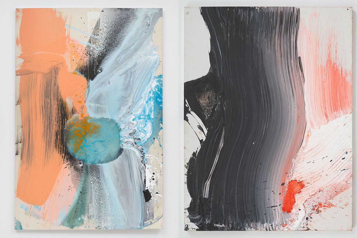 Left: Ed Clark, Untitled, 2004, Acrylic on canvas, 195.6 x 13.5 cm, Photo: Tom Powel Imaging, © Ed Clark, Courtesy the artist and Hauser & Wirth. Right: Ed Clark, Untitled, 2004, Acrylic on canvas, 76.2 x 101.6 cm, Photo: Tom Powel Imaging, © Ed Clark, Courtesy the artist and Hauser & Wirth