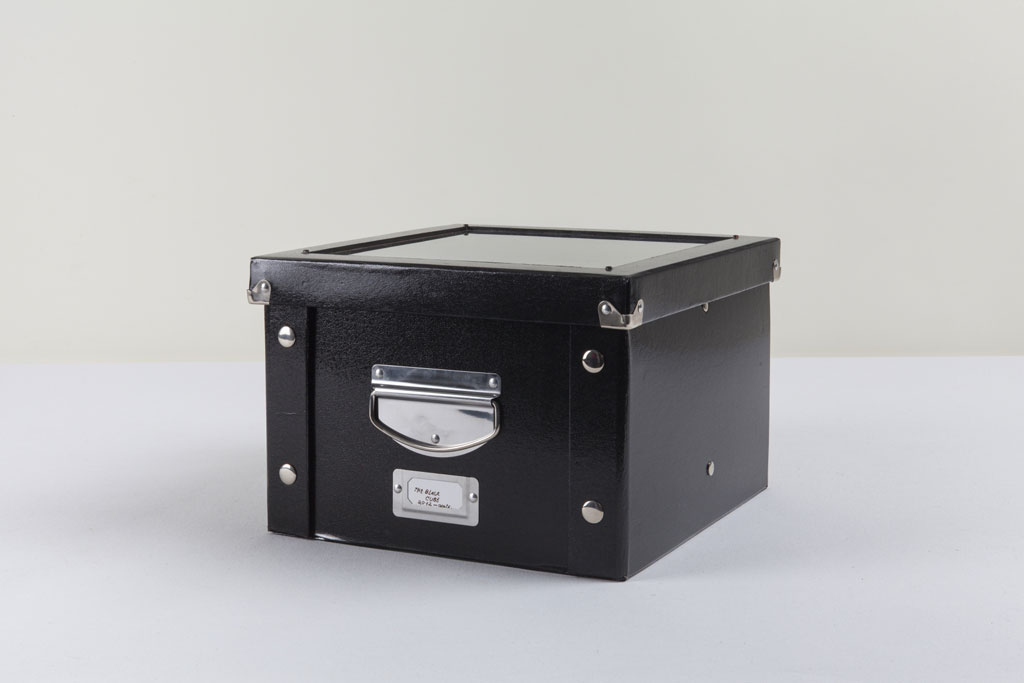 Ricardo Brey, The Black Cube, 2012, Metals, ceramic, glass, pigment, lead, wood, rope, cardboard, paper, one drawing and one leporello stile book Dimensions variable, © Ricardo Brey, Courtesy the artist and Alexander Gray Associates