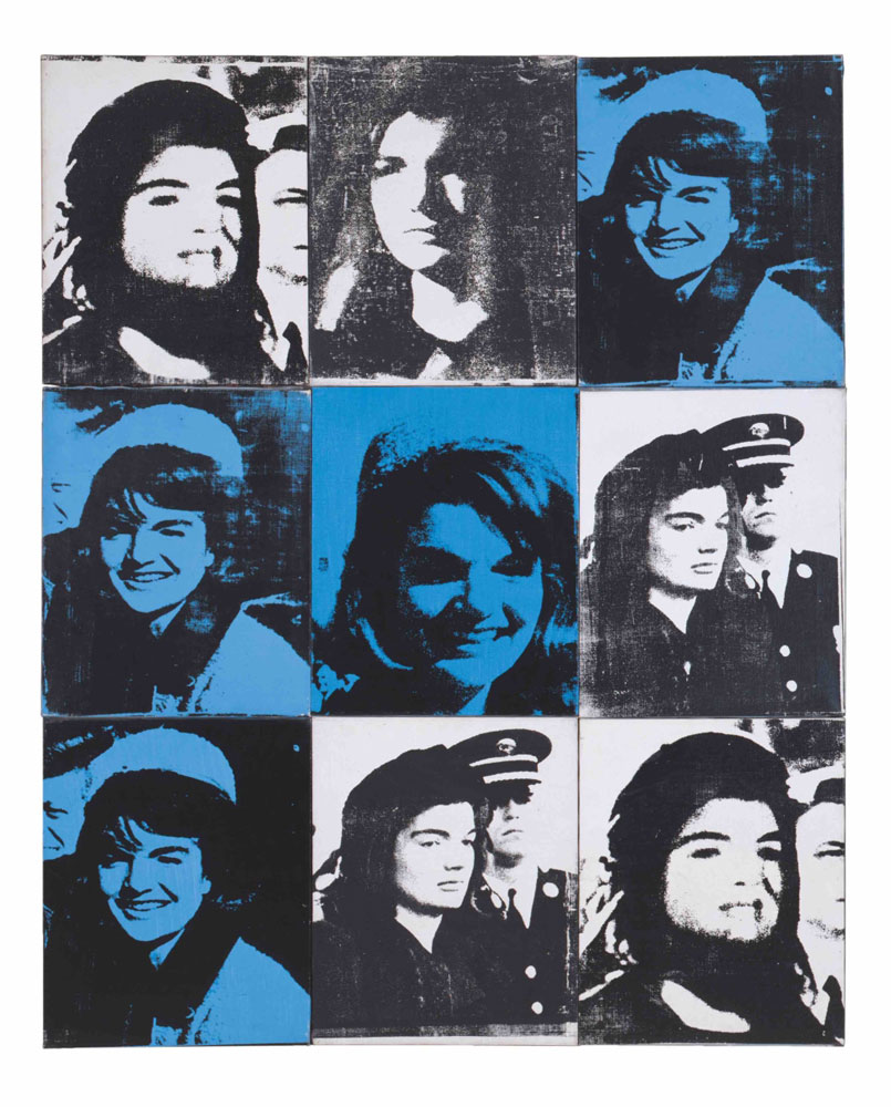 Andy Warhol, Nine Jackies, 1964, Silkscreen on canvas, 163.8 x 132.7 cm, Courtesy of the Sonnabend Collection Foundation and Antonio Homem, © 2019 The Andy Warhol Foundation for the Visual Arts, Inc. / Licensed by SOCAN
