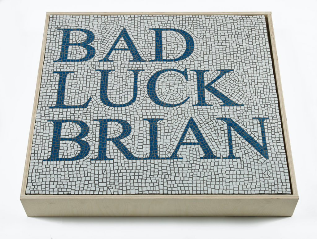 Ismay Bright, Bad Luck Brian, 2019, ceramic tile, grout, birch ply, 100 x 105 x 15 cm, © Ismay Bright, Courtesy the artist and Bloomberg New Contemporaries