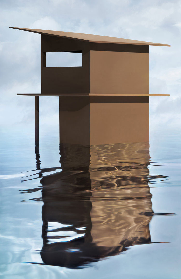 James Casebere, Brown House on Water, 2018-2019, Framed archival pigment print mounted to dibond, 160 x 126 cm, © James Casebere, Courtesy the artist and Galerie Templon