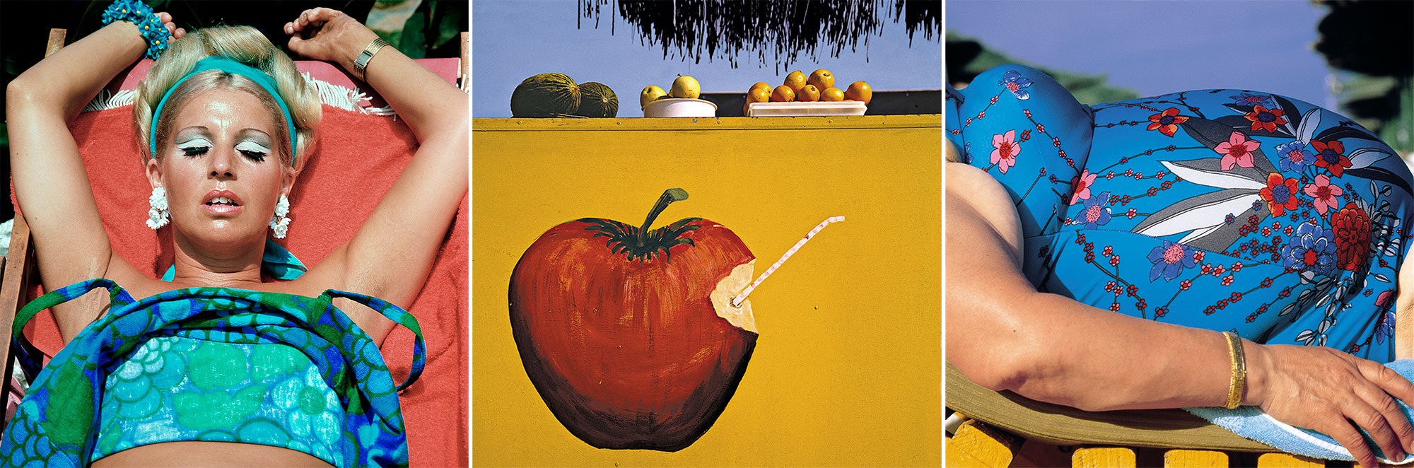 Left: Carlos Pérez Siquier, Marbella, 1974, Later copy, inject print, 50x50 cm, © Carlos Pérez Siquier Center: Carlos Pérez Siquier, Marbella, 1983, Later copy, inject print, 50x50 cm, © Carlos Pérez Siquier Right: Carlos Pérez Siquier, Roquetas de Mar, 1975, Later copy, inject print, 50x50 cm, © Carlos Pérez Siquier