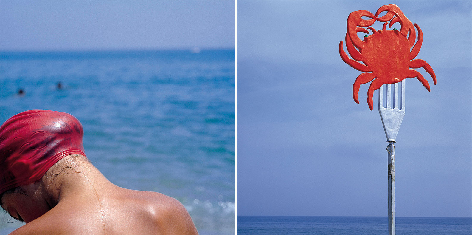 Left: Carlos Pérez Siquier, Roquetas de Mar, 1973, Later copy, inject print, 50x50 cm, © Carlos Pérez Siquier Right: Carlos Pérez Siquier, Cádiz, 1980, 1975, Later copy, inject print, 50x50 cm, © Carlos Pérez Siquier