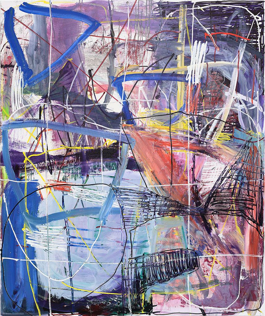 Ina Gerken, Untitled (After Laughter), 2019, Acrylic and Japanese paper on polyester canvas. 180 x 150 cm, Courtesy of the artist. Photo: A. R., © Ina Gerken