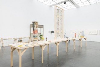 Michael Rakowitz, The Invisible Enemy Should Not Exist, 2007-, various artifacts, Middle Eastern packaging and newspapers, glue, dimensions variable, Exhibition view, “Backstroke of the West”, Museum of Contemporary Art Chicago (Chicago), 2017, Courtesy of the Museum of Contemporary Art Chicago (Chicago), Photo: Nathan Keay