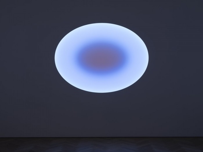 James Turrell, Taurus, Medium Elliptical Glass, 2019, L.E.D. light, etched glass and shallow space, 180.3 cm × 134.6 cm, Runtime: 2 hours 30 minutes, © James Turrell, Courtesy the artist and Pace Gallery