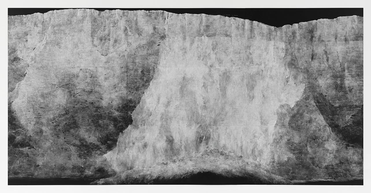 Tacita Dean, Chalk Fall, 2018. , Chalk on blackboard, 366 cm x 732 cm. , Courtesy of the Artist, Frith Street Gallery, London and Marian Goodman Gallery, New York/ Paris. Photograph: Fredrik Nilsen