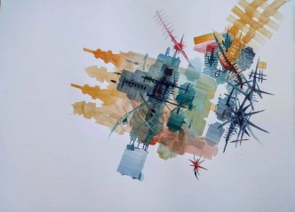 Kriton Papadopoulos, untitled, 2020, Watercolor and ink on paper, 42 x 58 cm, © Kriton Papadopoulos, Courtesy the artist