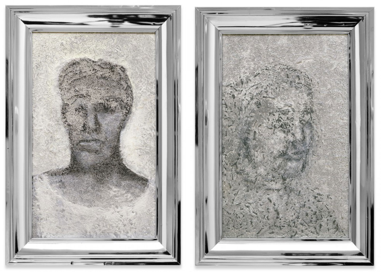 Left: Richard Artschwager, Latinamerican, 2008. Charcoal, acrylic on handmade paper on Celotex. 52,1 x 35,9 cm (framed), © Estate of Richard Artschwager/Artist Rights Society (ARS), NY 2020/VG Bild-Kunst, Bonn 2020. Courtesy Gagosian Gallery and Sprüth Magers Right: Richard Artschwager, Sixty +, 2008. Charcoal, acrylic on handmade paper on Celotex. 52,1 x 35,9 cm (framed), © Estate of Richard Artschwager/Artist Rights Society (ARS), NY 2020/VG Bild-Kunst, Bonn 2020. Courtesy Gagosian Gallery and Sprüth Magers