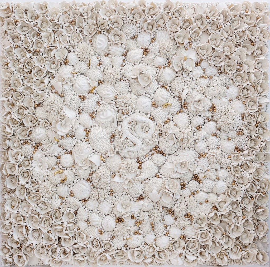 Melis Buyruk, Habitat The Snake, 2019, Porcelain, 125 x 125 cm, © Melis Buyruk, Courtesy Melis Buyruk and Leilla Heller Gallery
