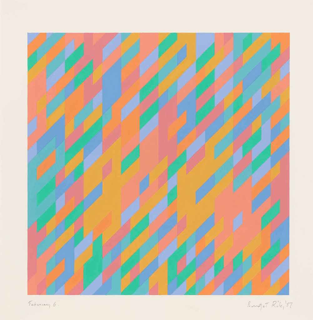 Bridget Riley, ebruary 6 , 1987, Pencil and gouache on paper, 68.5 x 90.5 cm, © Bridget Riley, Courtesy the artist and David Zwirner Gallery