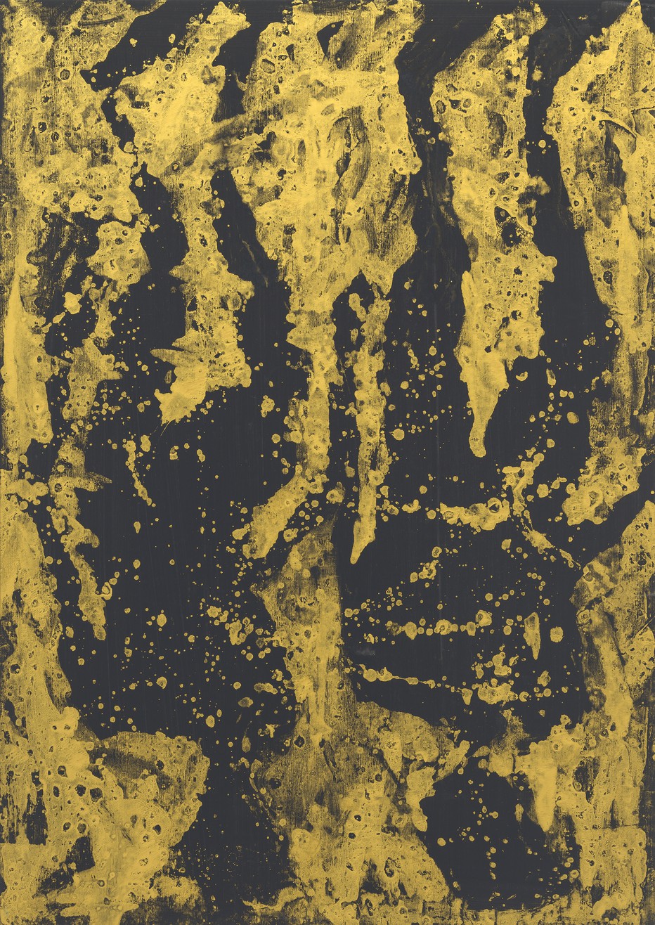 Georg Baselitz, Da sind zwei Figuren im alten Stil, 2019 Oil and painter’s gold varnish on canvas, 300 × 212 cm, Photo: Jochen Littkemann, © Georg Baselitz, Courtesy the artist and Gagosian