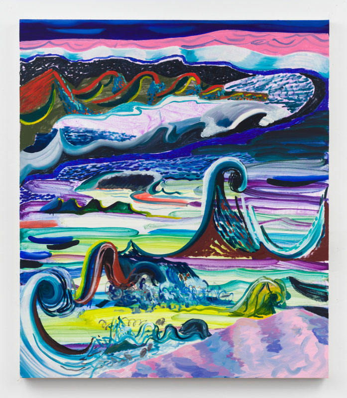 Shara Hughes, A more Linear Current, 2018, Oil on canvas 147.5 x 127 cm, © Shara Hughes, Courtesy the artist and Galerie Eva Presenhuber