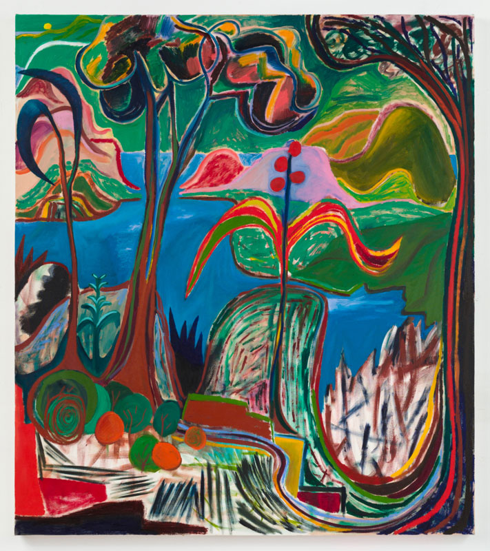 Shara Hughes, Origin, 2019, Oil on canvas 147.5 x 127 cm, © Shara Hughes, Courtesy the artist and Galerie Eva Presenhuber