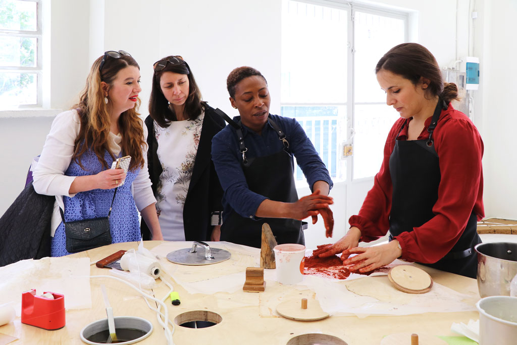 Otobong Nkanga, Carved to Flow, 2017, Public program sessions, The Workstation, 2017 (collaboration with Evi Lachana and Maya Tounta), documenta 14, Athens, © Otobong Nkanga, photo: Wim van Dongen