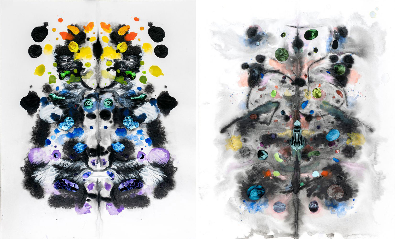 Left: Tony Oursler, Specular, 2020, Mixed media with digital display, 43.2 x 35.6 cm, © the artist and Lehman Maupin Gallery Right: Tony Oursler, Clausis, 2020, Mixed media with digital display, 43.2 x 35.6 cm, © the artist and Lehman Maupin Gallery