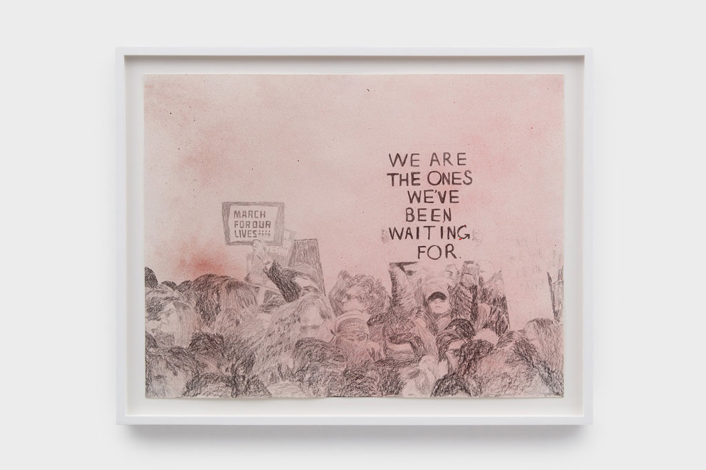 Sam Durant, We Are The Ones We Have Been Waiting For (Index), 2018, Graphite and acrylic on paper, 21 3/4 x 27 1/2 x 1 1/2 inches framed