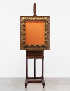 Michelangelo Pistoletto, Viceversa, 1971, Mirror, gilded wood frame, and wood easel, 250 x 90.5 x 50 cm, © Michelangelo Pistoletto, Courtesy the artist, Lévy Gorvy, and Galleria Continua, Photo: Alessandro Scipioni