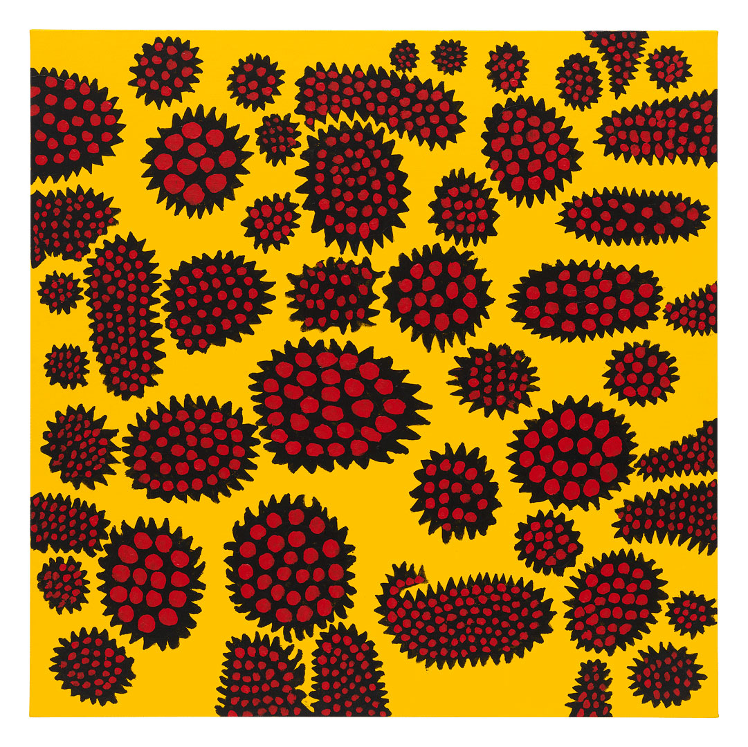 Yayoi Kusama, MY LOVE, SPROUT ENDLESSLY, 2020, Acrylic on canvas, 100 x 100 cm, © Yayoi Kusama, Courtesy the artist and David Zwirner Gallery