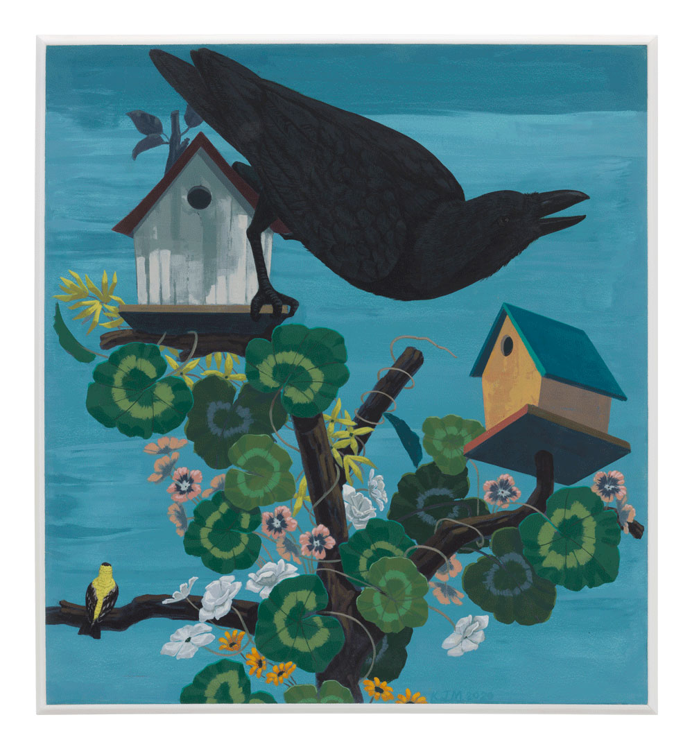Kerry James Marshall, Black and part Black Birds in America: (Crow, Goldfinch), 2020, Acrylic on PVC panel in artist's frame, 71 x 63 cm, © Kerry James Marshall, Courtesy the artist and David Zwirner Gallery