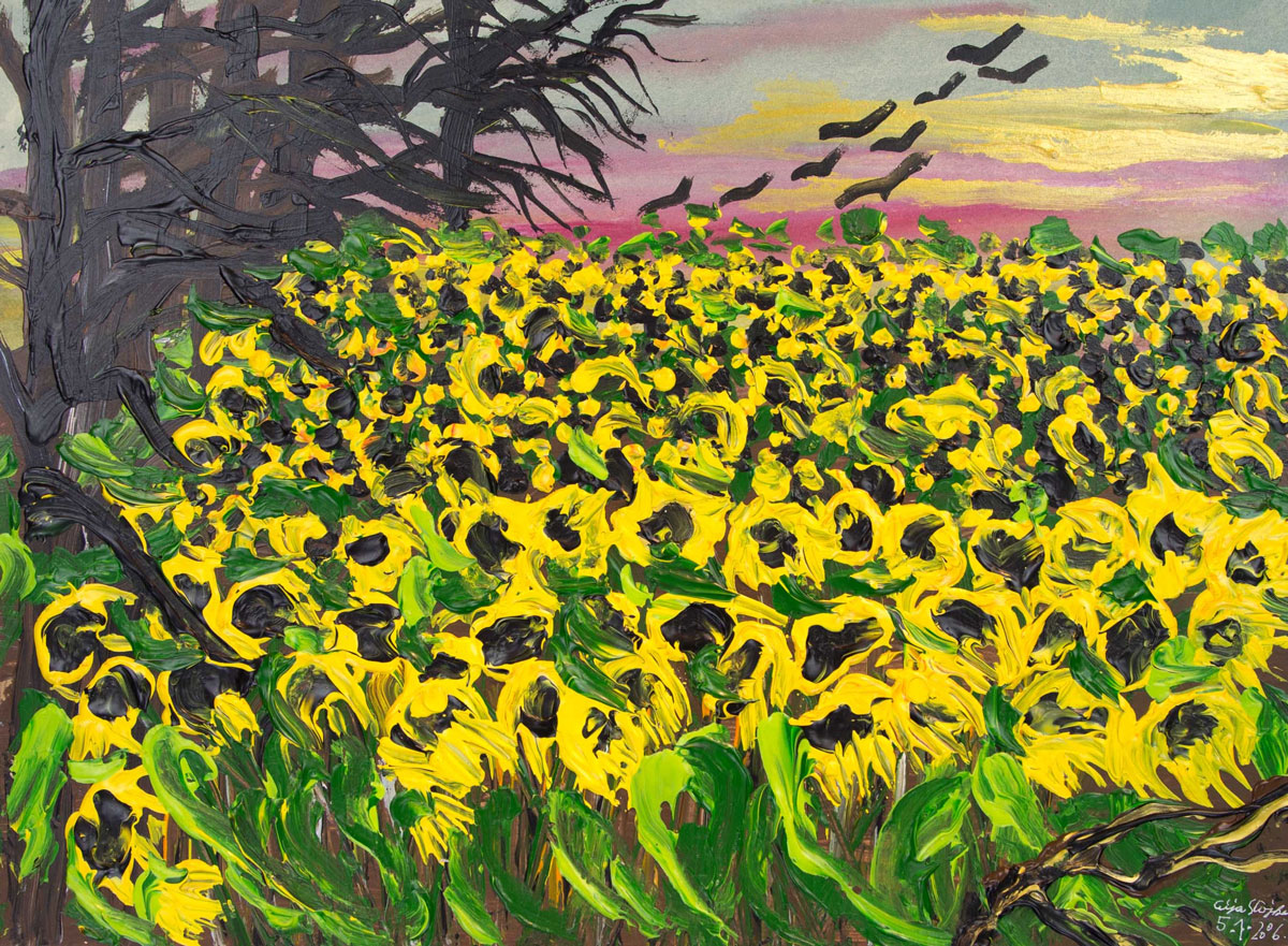 Ceija Stojka, Untitled, 2006, Acrylic on cardboard, 100 x 70 cm, Photo: Diego Catellano Cano, © Foundation/Galerie Kai Dikhas