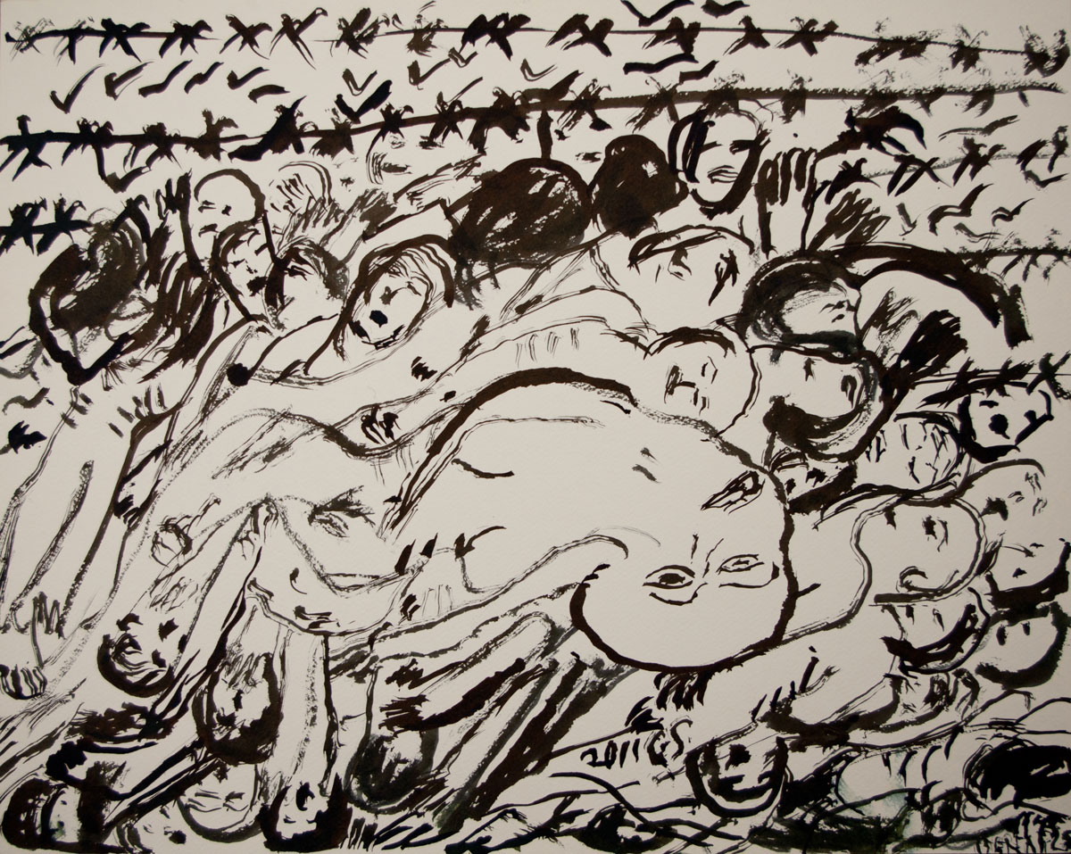 Ceija Stojka, Untitled, 2011, Ink on paper, 40 x 50 cm, Private collection/Foundation Kai Dihkas-Berlin, Photo: Diego Catellano Cano