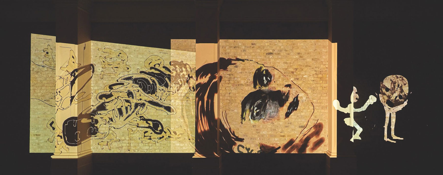 Nalini Malani, Can You Hear Me?, Installation view at Whitechapel Gallery, 2020-2021, Photo: Luke Walker, Courtesy the artist and Whitechapel Gallery