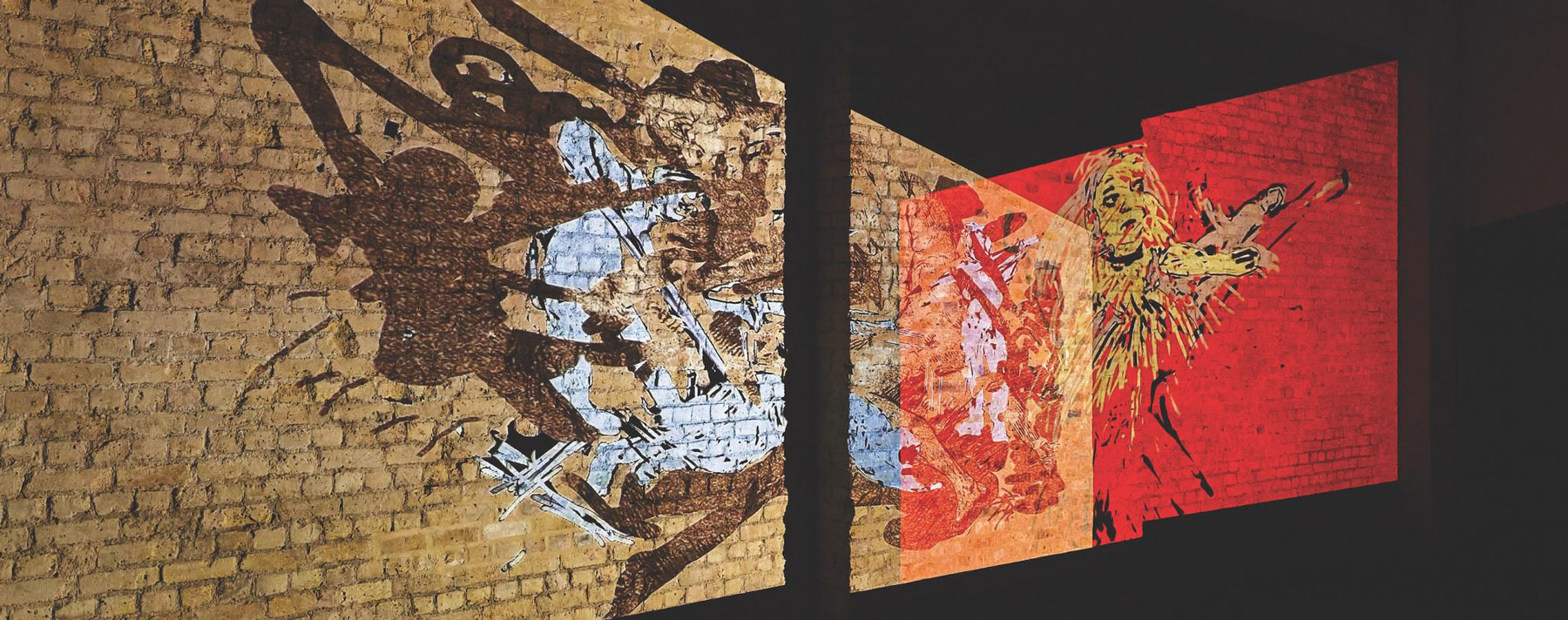 Nalini Malani, Can You Hear Me?, Installation view at Whitechapel Gallery, 2020-2021, Photo: Luke Walker, Courtesy the artist and Whitechapel Gallery
