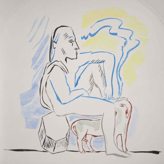 Camille Henrot, It is a Poor Heart That Never Rejoices, 2016, Fresco, 416 x 401 x 4,5 cm, Courtesy of the artist and kamel mennour-Paris/London and Fondazione Memmo-Rome, Photo: Daniele Molajoli