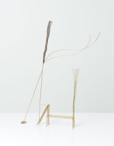 Fausto Melotti, Disegno nello Spazio, 1981, Brass, 29 7/8 x 23 1/4 x 5 1/2 in /76 x 59 x 14 cm, Signed (on the base) , Courtesy Mazzoleni