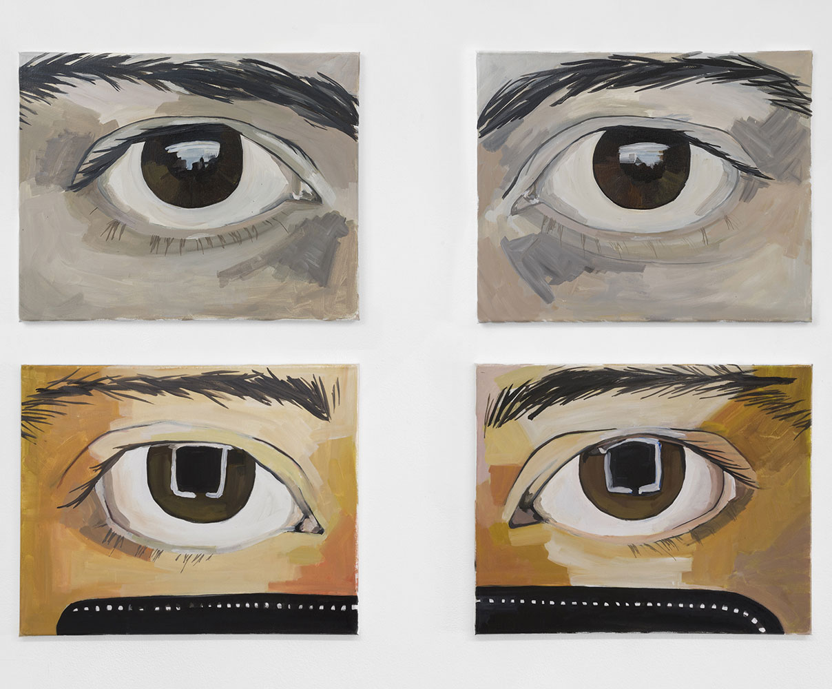 Morag Keil, Eye 1 – 4, 2018, Four elements, oil on canvas, 40.5 x 51 cm (each), Courtesy of the artist and Jenny’s-Los Angeles, Photo: Ed Mumford