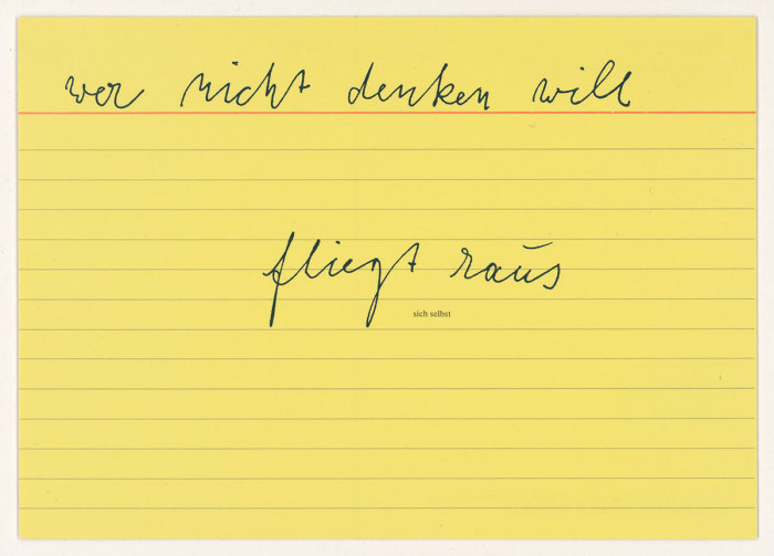 Joseph Beuys, himself, 1977, postcard, Edition Staeck, 10.5 x 14.8 cm, © VG Bild-Kunst, Bonn 2021 / Berlin State Museums, Art Library / Dietmar Katz