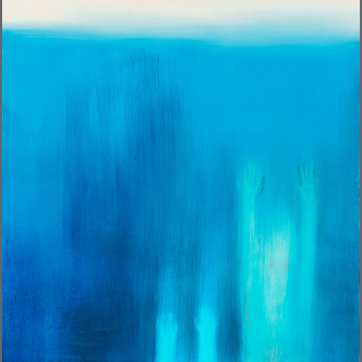 Miriam Cahn, das schöne blau (the beautiful blue), May 13th, 2017, Oil on canvas, 200 x 195 cm, Collection: WAKO WORKS OF ART, Tokyo