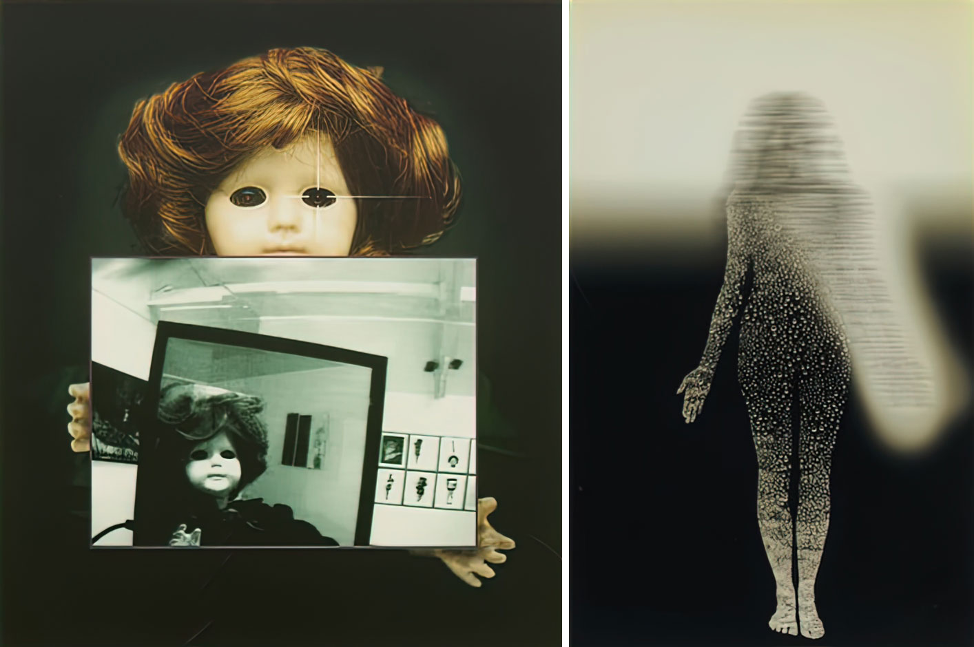 Left: Lynn Hershman Leeson, Tillie and Mirror, 1998, Courtesy the artist; Anglim Gilbert Gallery-San Francisco; and Bridget Donahue Gallery-New York Right: Lynn Hershman Leeson Woman (Gradient), ca. 2003, Courtesy the artist; Anglim Gilbert Gallery-San Francisco; and Bridget Donahue Gallery-New York