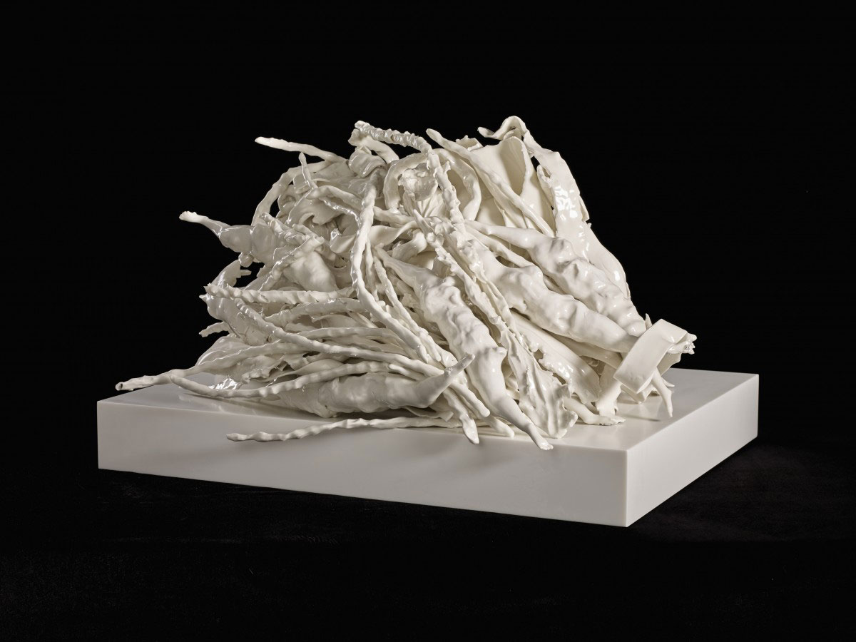 Rachel Kneebone, Streak, 2017, Porcelain, Corian and adhesive, 19 7/8 × 34 1/16 × 27 9/16 in. (50.5 × 86.5 × 70 cm), © Rachel Kneebone, Courtesy the artist and white Cube Gallery