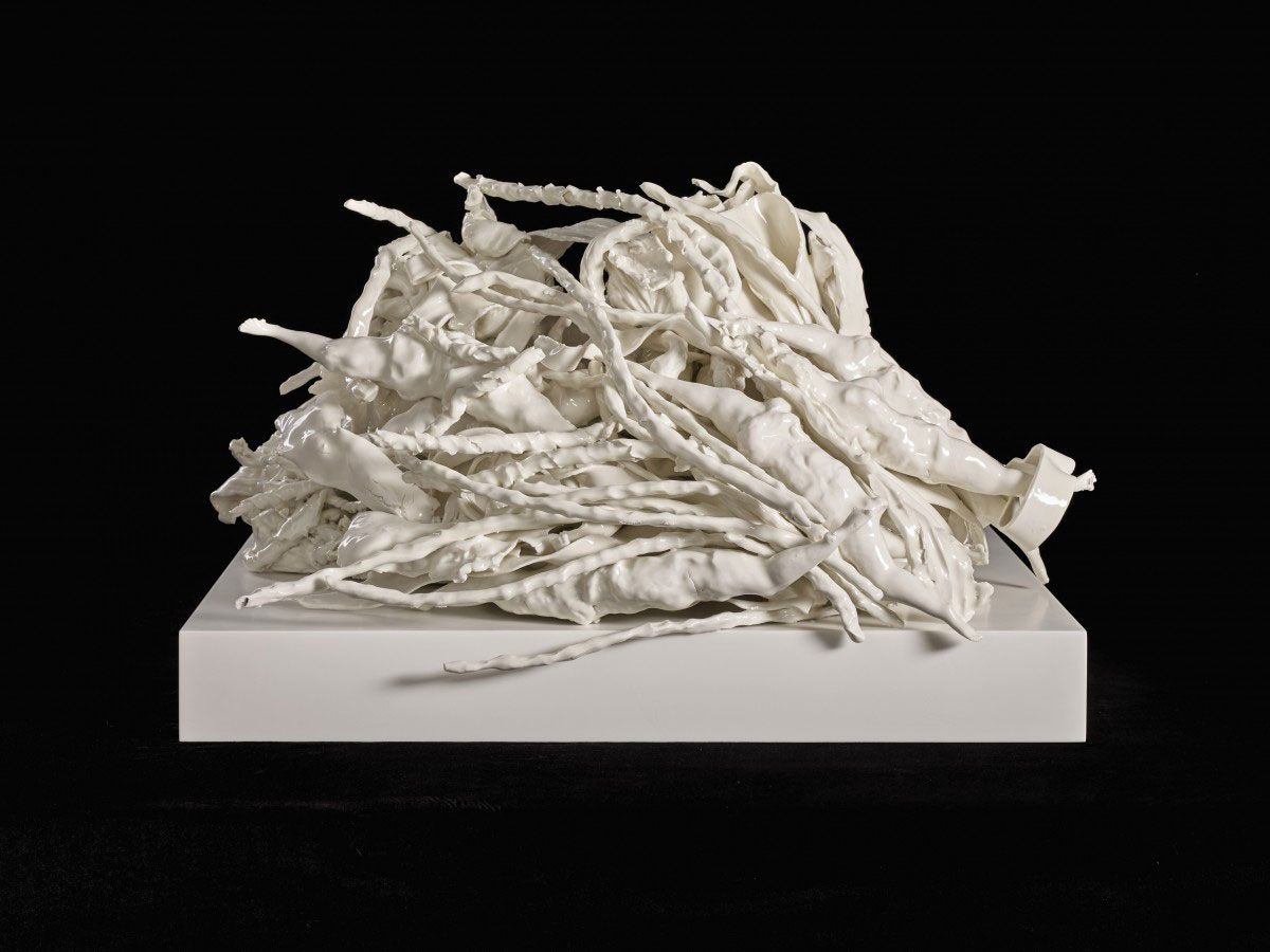 Rachel Kneebone, Streak, 2017, Porcelain, Corian and adhesive, 19 7/8 × 34 1/16 × 27 9/16 in. (50.5 × 86.5 × 70 cm), © Rachel Kneebone, Courtesy the artist and white Cube Gallery