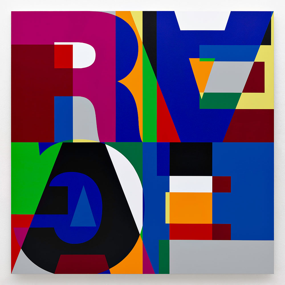 Heimo Zobernig , Ohne Titel, 2019, Acrylic on canvas, 200 x 200 cm. © Bildrecht, Wien 2021