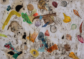 Sophia Kyriakou, Asaroton, Volatile waste liquids and watercolor on paper, 70 x 100 cm, © Sophia Kyriakou, Courtesy the artist