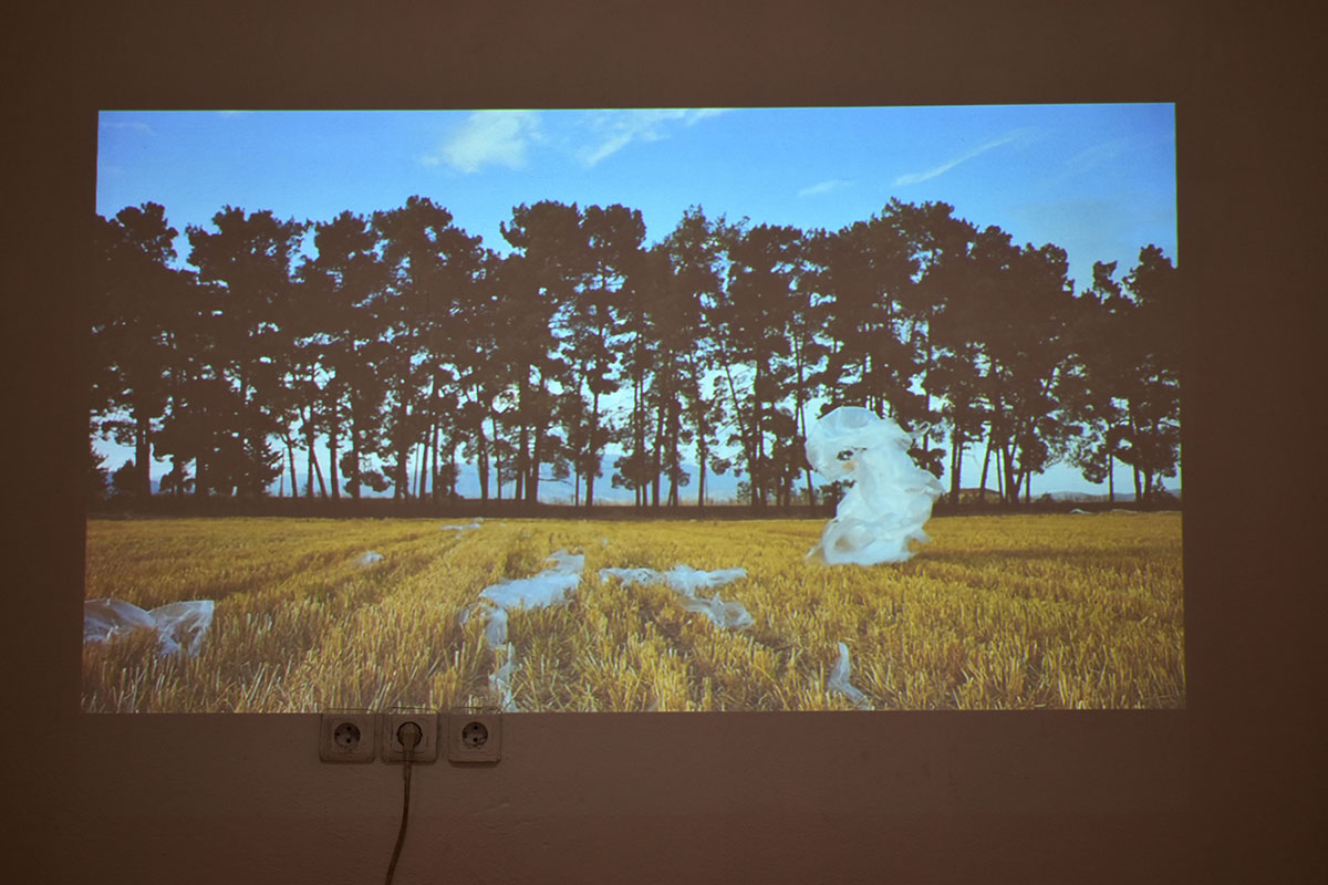Maria Lagou, Peplos Kore, Video, color, sound, Duration: 15’ 27”, © Maria Lagou, Exhibition view Galeria e Arteve Shkodër-Shkodra, 2021, Photo: Dimitris Lempesis