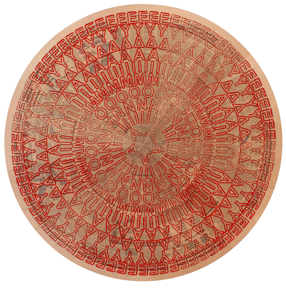 Dimitra Chanioti, Happines, Mixed media, embroidery on paper, diameter 220 cm, © & Courtesy the artist